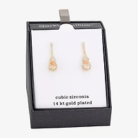 Sparkle Allure Womens Champagne Cubic Zirconia 14K Gold Over Brass Drop Earrings