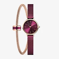 Bering Womens Purple Stainless Steel 2-pc. Watch Boxed Set 11022-969gh1