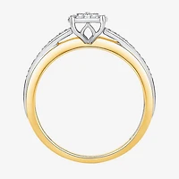 Unisex Adult 1/3 CT. T.W. Natural White Diamond 10K Two Tone Gold Side Stone Halo Bridal Set