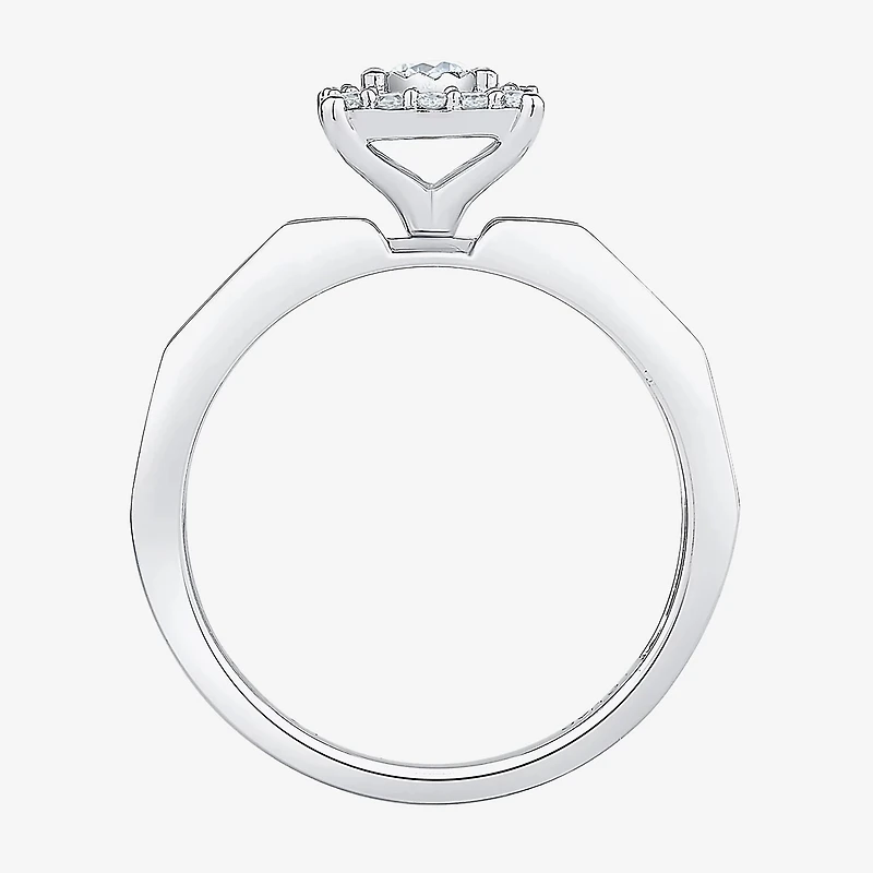Unisex Adult 3/8 CT. T.W. Natural White Diamond 10K Gold Halo Side Stone Ring Set