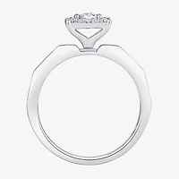 Unisex Adult 3/8 CT. T.W. Natural White Diamond 10K Gold Halo Side Stone Ring Set