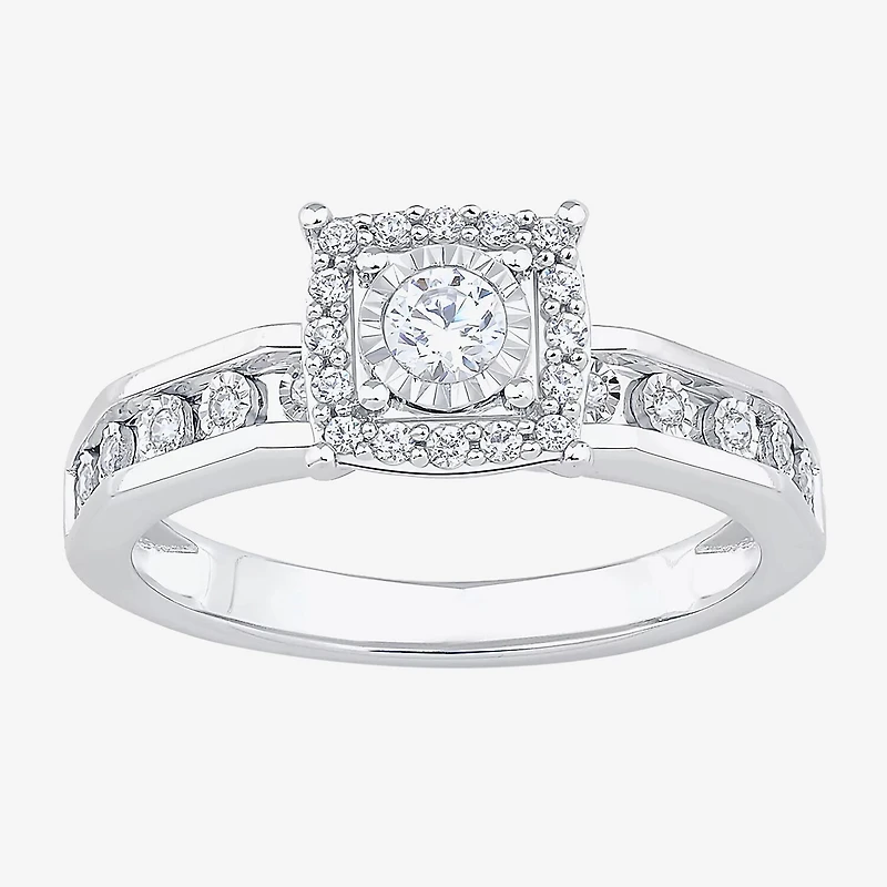 Unisex Adult 3/8 CT. T.W. Natural White Diamond 10K Gold Halo Side Stone Ring Set