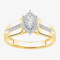 Unisex Adult 3/8 CT. T.W. Natural White Diamond 10K Gold Marquise Side Stone Halo Bridal Set