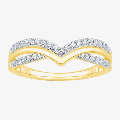 Womens 1/4 CT. T.W. Natural White Diamond 10K Gold Chevron Wedding Band