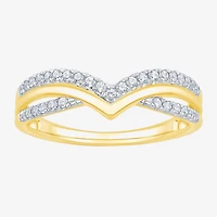 Womens 1/4 CT. T.W. Natural White Diamond 10K Gold Chevron Wedding Band