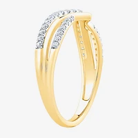 Womens 1/4 CT. T.W. Natural White Diamond 10K Gold Chevron Wedding Band