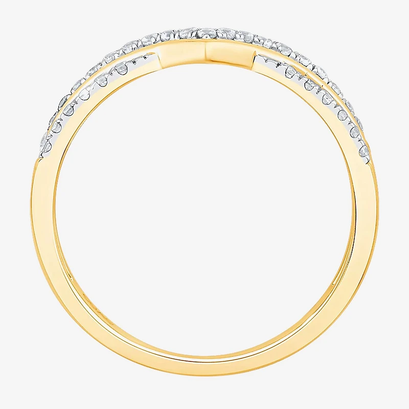 Womens 1/4 CT. T.W. Natural White Diamond 10K Gold Chevron Wedding Band