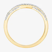 Womens 1/4 CT. T.W. Natural White Diamond 10K Gold Chevron Wedding Band