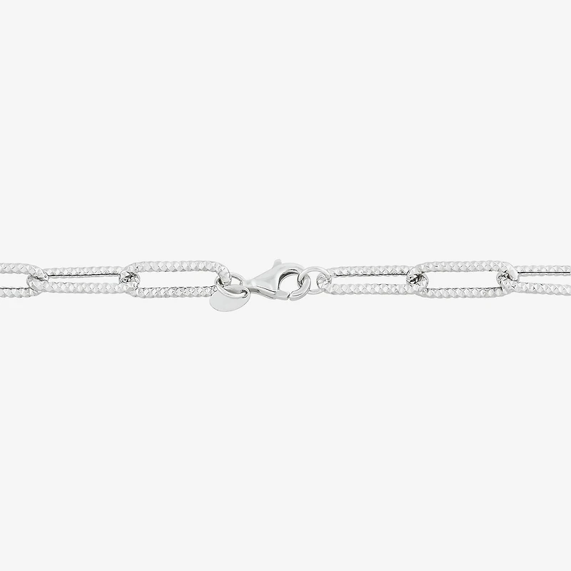 Made in Italy Womens 14K Gold 8 Inch Hollow Paperclip Chain Bracelet