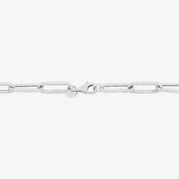 Made in Italy Womens 14K Gold 8 Inch Hollow Paperclip Chain Bracelet