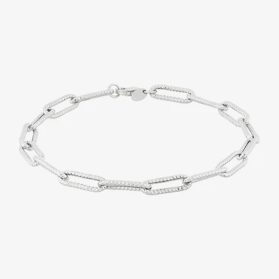 Made in Italy Womens 14K Gold 8 Inch Hollow Paperclip Chain Bracelet