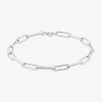 Made in Italy Womens 14K Gold 8 Inch Hollow Paperclip Chain Bracelet