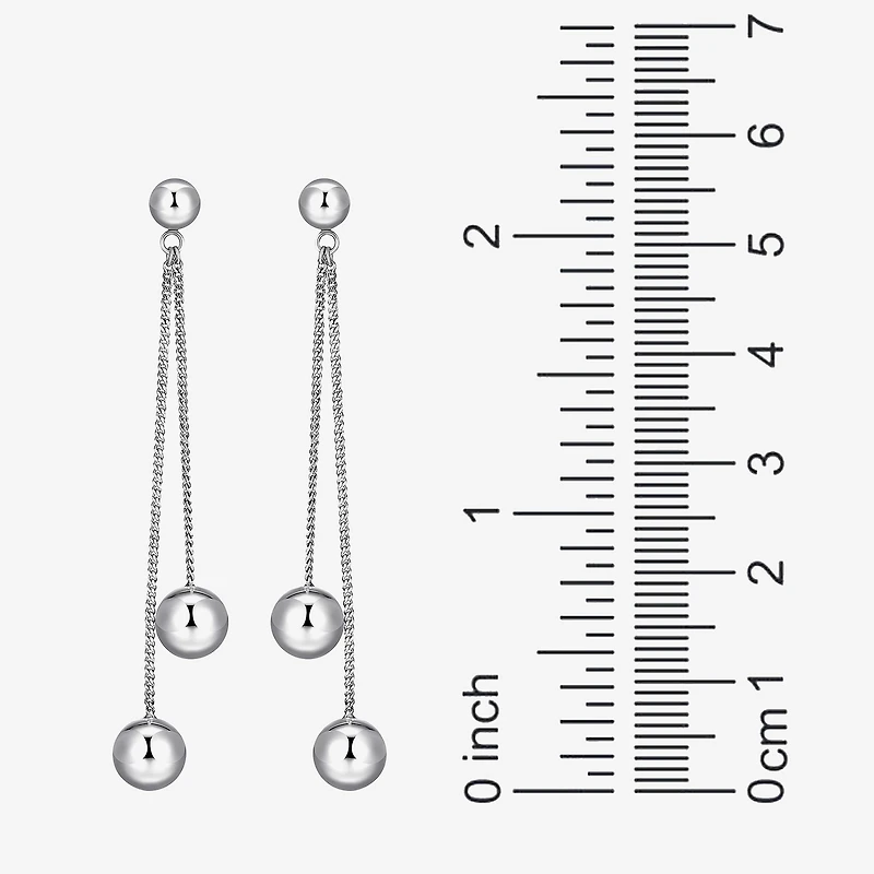 Bead Dangle Womens Sterling Silver Drop Earrings