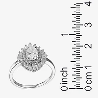 DiamonArt® Womens White Cubic Zirconia Sterling Silver Cocktail Ring