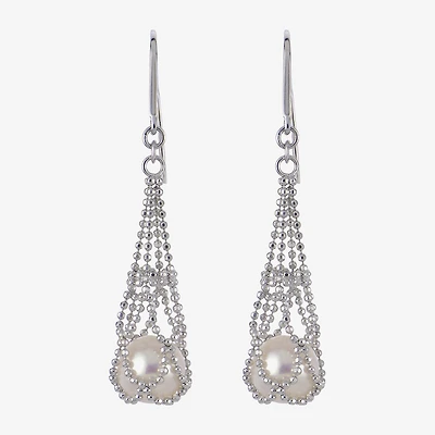Cultured Freshwater Pearl Chain Drop Earrings