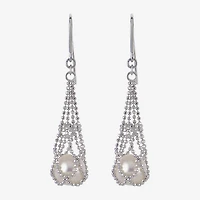 Cultured Freshwater Pearl Chain Drop Earrings 