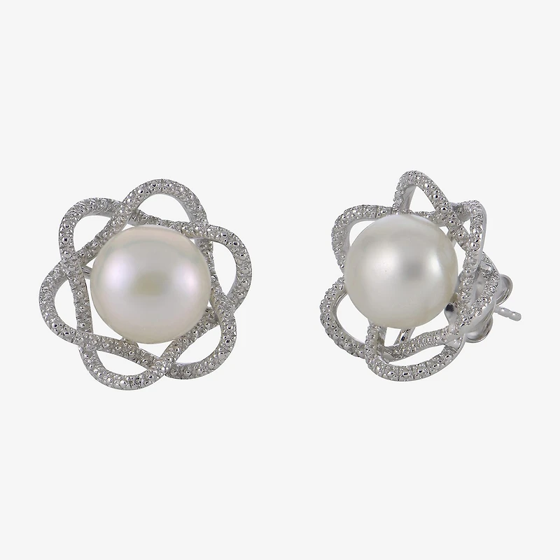 Cultured Freshwater Pearl & Diamond-Accent Earrings 