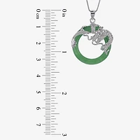 Green Jade Circle & Dragon Pendant Necklace
