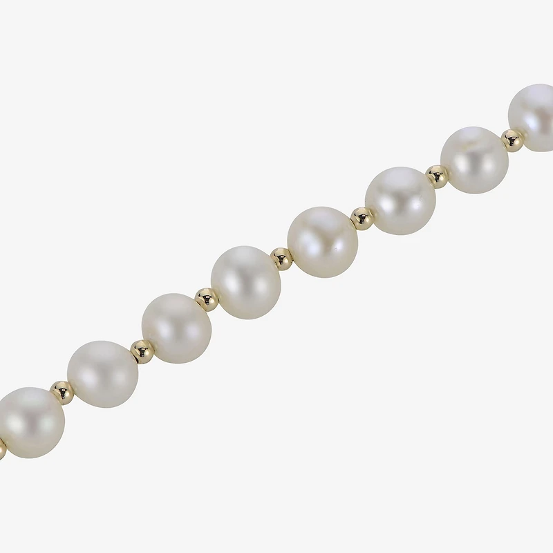 7-7.5Mm Cultured Freshwater Pearl Sterling Silver Bracelet