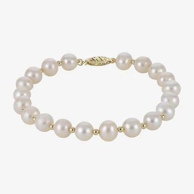 7-7.5Mm Cultured Freshwater Pearl Sterling Silver Bracelet