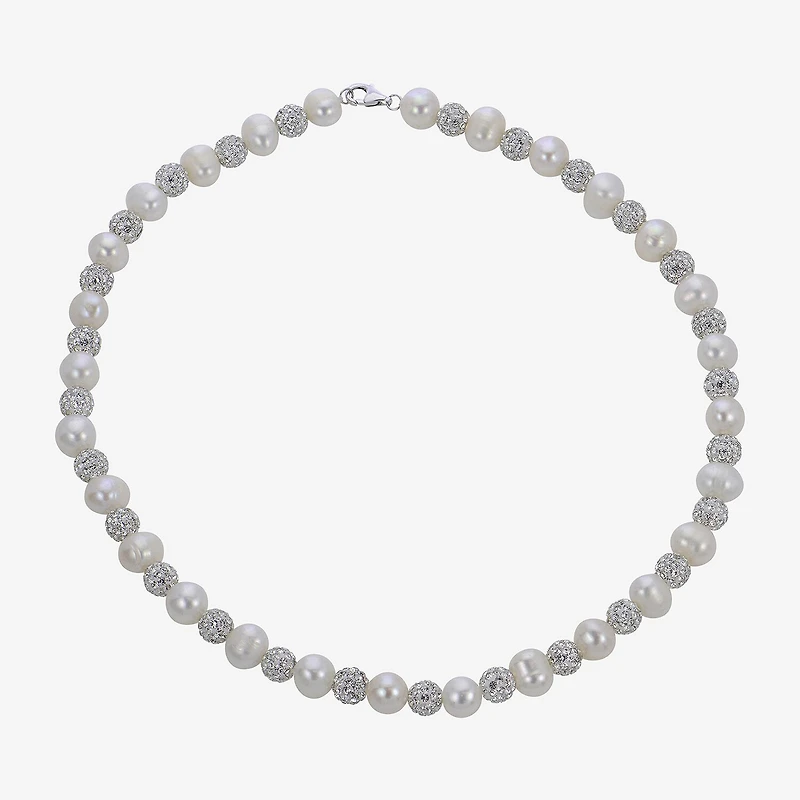 Womens White Sterling Silver Inch Strand Necklace