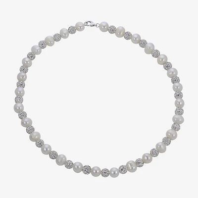 Womens White Sterling Silver Inch Strand Necklace