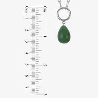 Womens Genuine Green Jade Sterling Silver 18 Inch Pendant Necklace