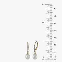 Womens White Cultured Freshwater Pearl 14K Gold Over Silver Drop Earrings