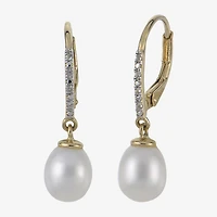 Womens White Cultured Freshwater Pearl 14K Gold Over Silver Drop Earrings