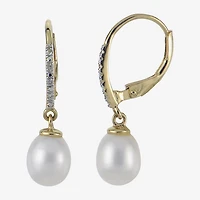 Womens White Cultured Freshwater Pearl 14K Gold Over Silver Drop Earrings