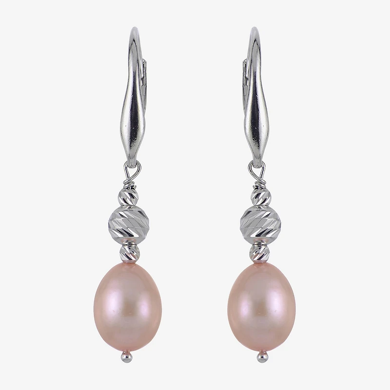 Womens Dyed Cultured Freshwater Pearl Sterling Silver Drop Earrings