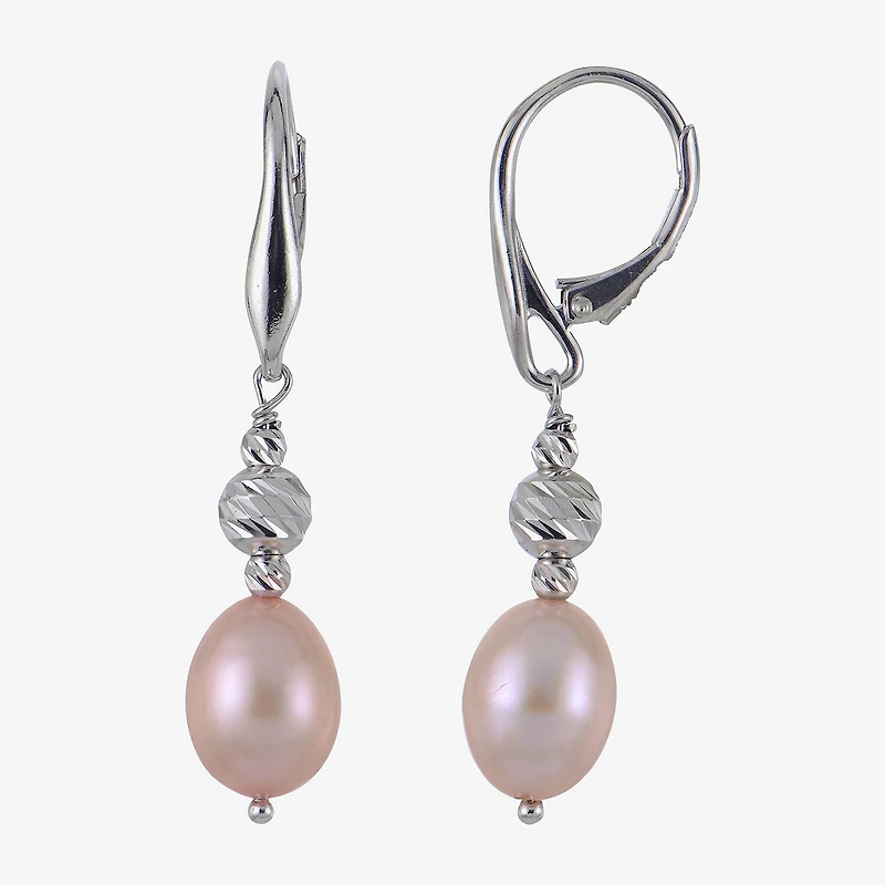 Womens Dyed Cultured Freshwater Pearl Sterling Silver Drop Earrings