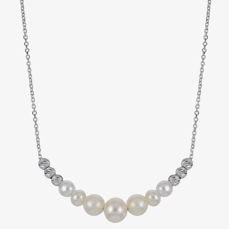 Womens White Sterling Silver 18 Inch Collar Necklace