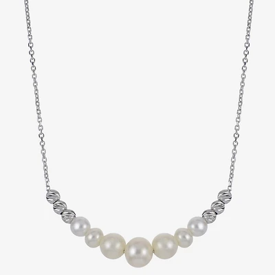 Womens White Sterling Silver 18 Inch Collar Necklace