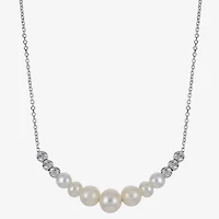 Womens White Sterling Silver 18 Inch Collar Necklace