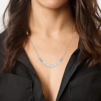 Womens White Sterling Silver 18 Inch Collar Necklace