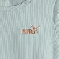PUMA Rib Big Kid Girls Crew Neck Short Sleeve Embroidered Active T-Shirt