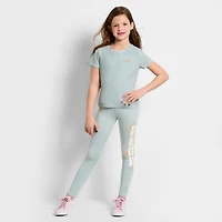 PUMA Rib Big Kid Girls Crew Neck Short Sleeve Embroidered Active T-Shirt