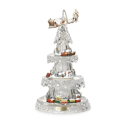 Roman 18.5in Lighted 4 Rotation Tree Plays Music Christmas Tabletop Decor