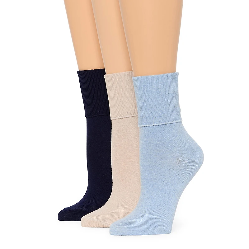 Mixit Everyday Essential Womens 3 Pair Turncuff Socks