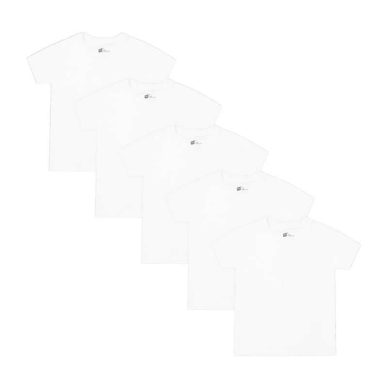 Hanes Boys 5 Pack Short Sleeve Crew Neck Moisture Wicking T-Shirt