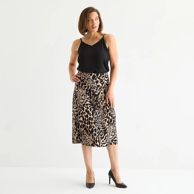Black Label by Evan-Picone Womens Midi A-Line Skirt