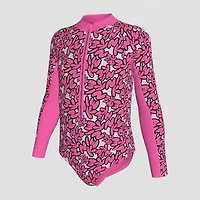 Nike Little Girls Floral Long Sleeve One Piece Swimsuit