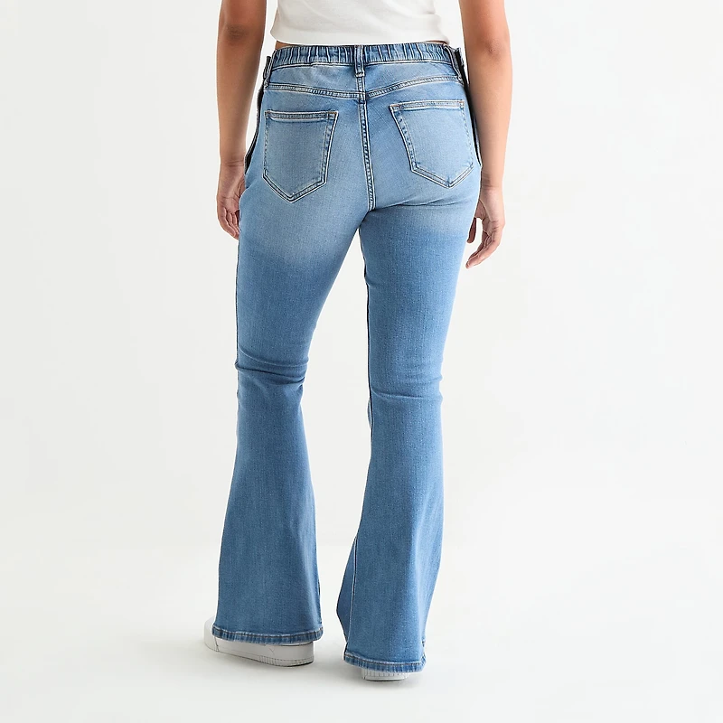 Arizona Y2k Womens Juniors Low Rise Adaptive Seated Wear Flare Leg Jean