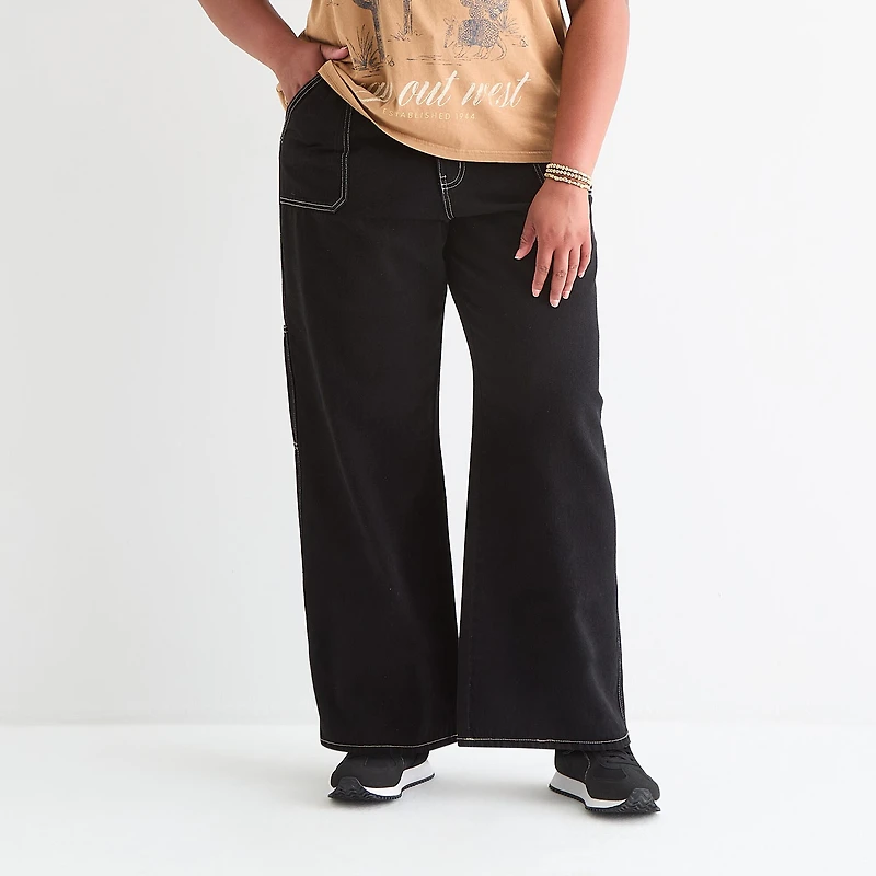 Arizona Womens Juniors Plus Highest Rise Straight Leg Jean