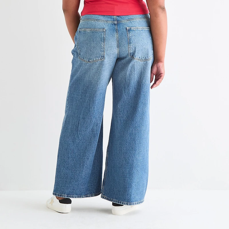 Arizona Womens Juniors Plus Low Rise Baggy Fit Jean