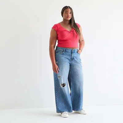 Arizona Womens Juniors Plus Low Rise Baggy Fit Jean