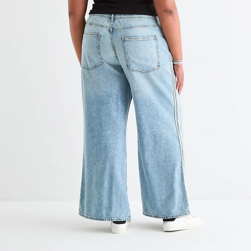Arizona Airy Drape Womens Juniors Plus Low Rise Baggy Fit Jean