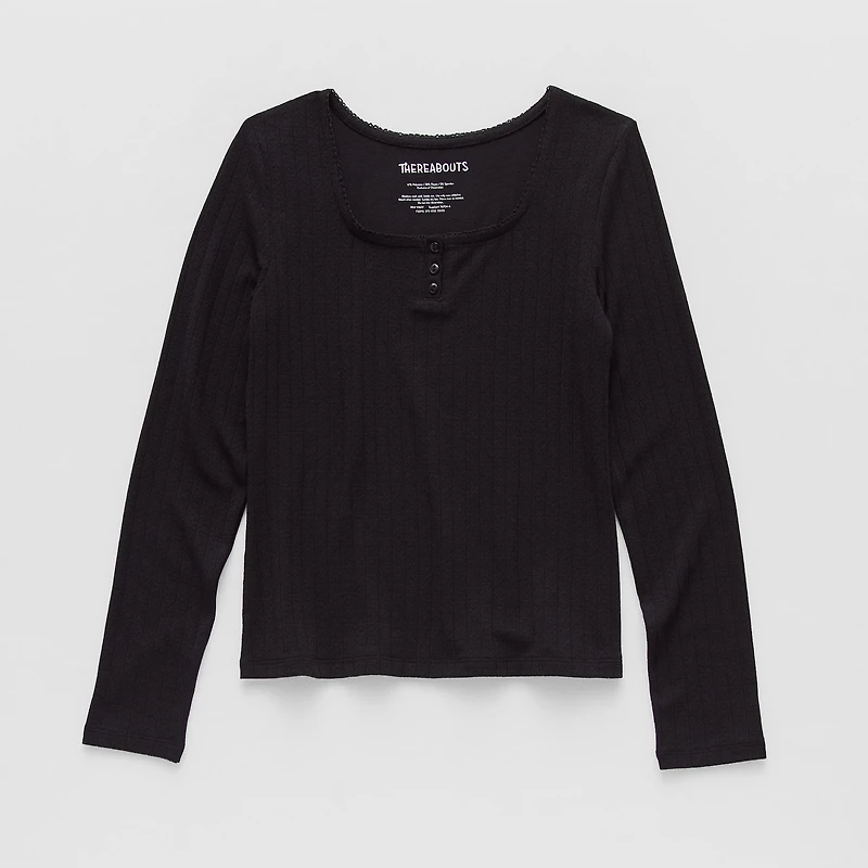 Thereabouts Little & Big Kid Girls Square Neck Long Sleeve T-Shirt