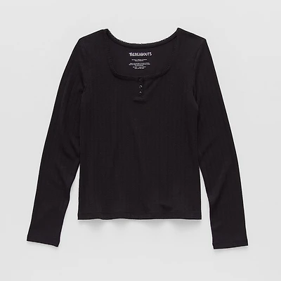 Thereabouts Little & Big Kid Girls Square Neck Long Sleeve T-Shirt